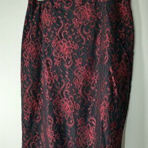 NWOT Red & Black Lace Skirt Size 4